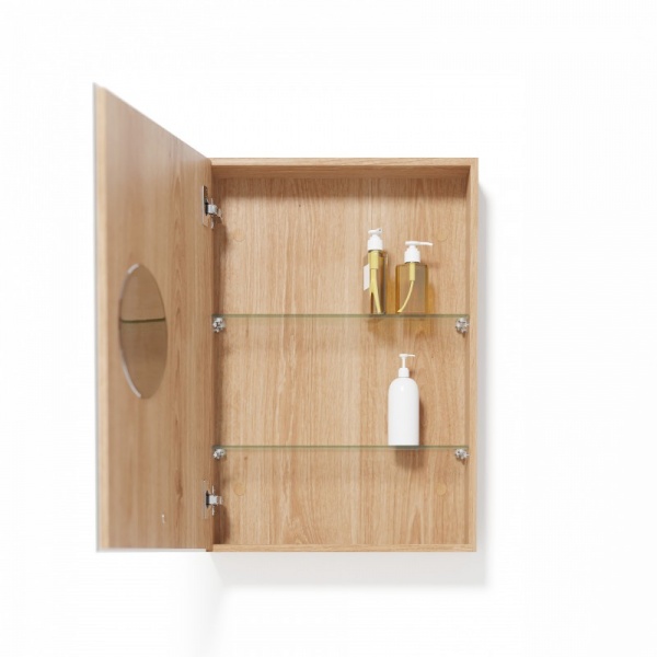Natural Oak 600 Slimfit Bathroom Cabinet with Magnifier Mirror